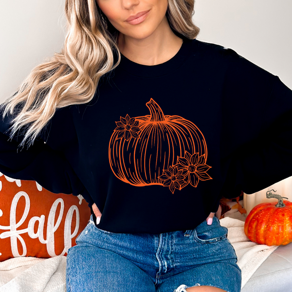 Women's Floral Pumpkin Halloween Sweater product image