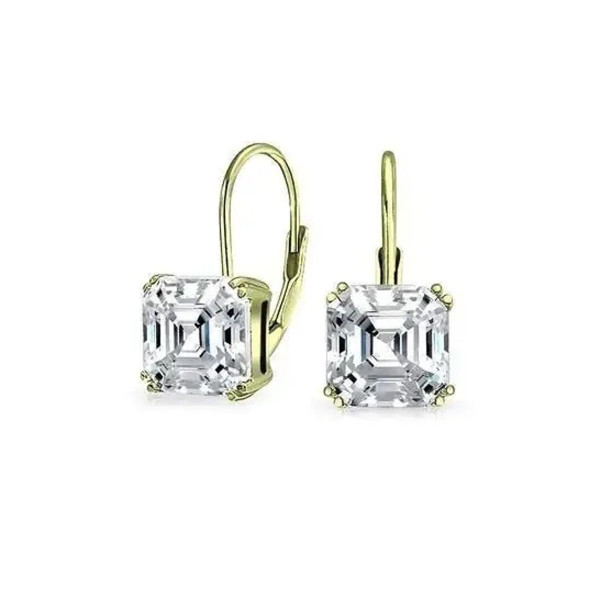 1.5 Carat CZ White Topaz Asscher-Cut Leverback Earrings product image