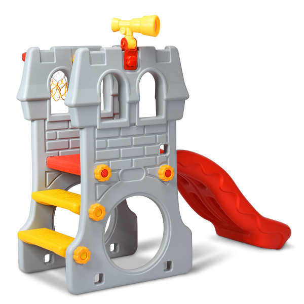 5-in-1 Toddlers' Climber Slide Playset with Basketball Hoop & Telescope product image