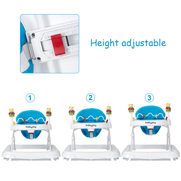 Height-Adjustable Folding Baby Walker with High Back and Padded Seat product image