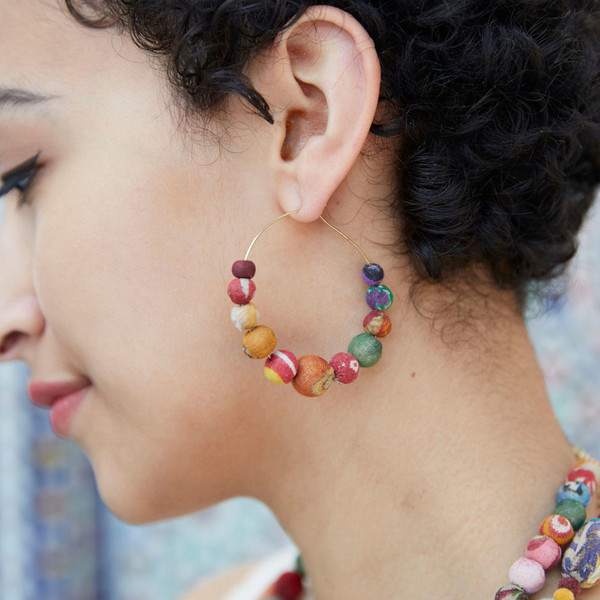 Colorful Kantha Bead Earrings product image