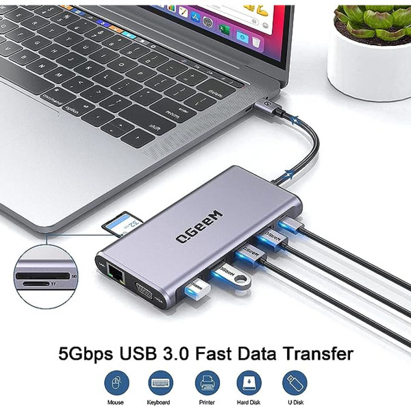 QGeeM 12-in-1 USB-C HC1203 Hub Docking Station  product image