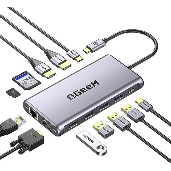 QGeeM 12-in-1 USB-C HC1203 Hub Docking Station  product image