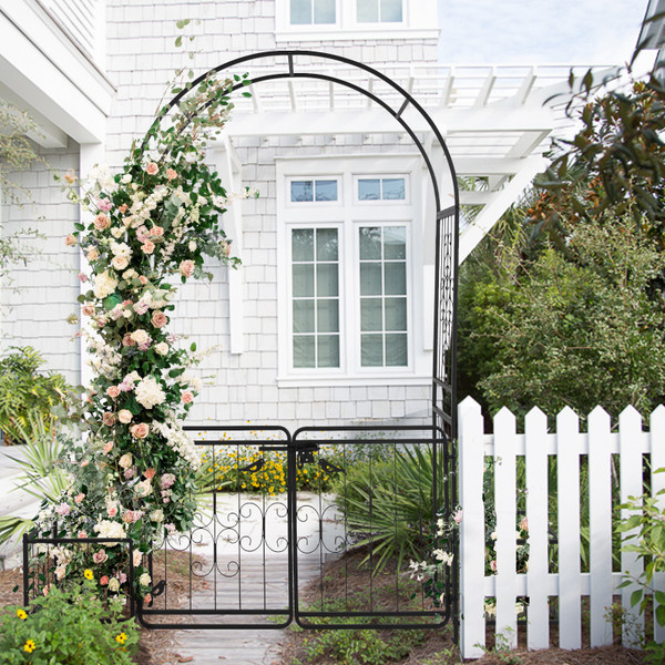 86-Inch Garden Arbor Arch Gate with Trellis Sides by Outsunny® product image