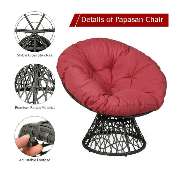 Rattan Ergonomic Swivel Papasan Chair product image