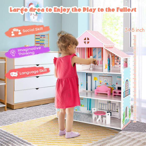 Kids' 3-Tier Toddler Doll House with Furniture product image