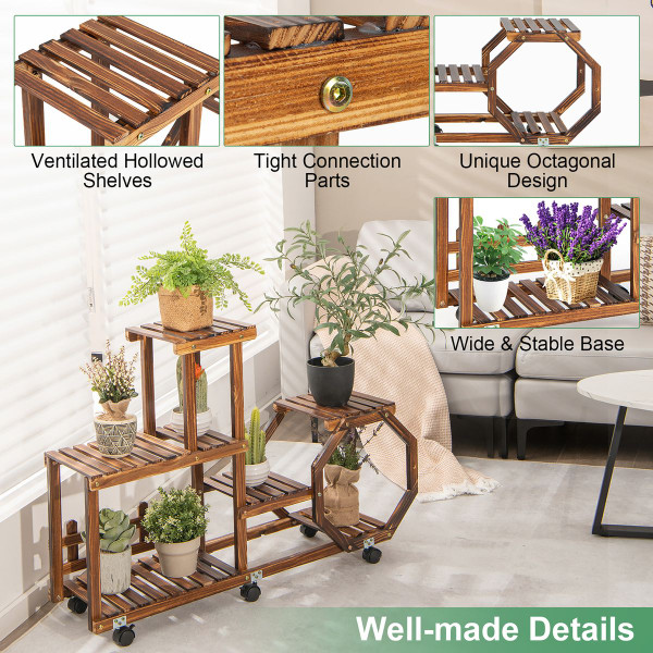 6-Layer Wooden Plant Stand for 8 Pots product image