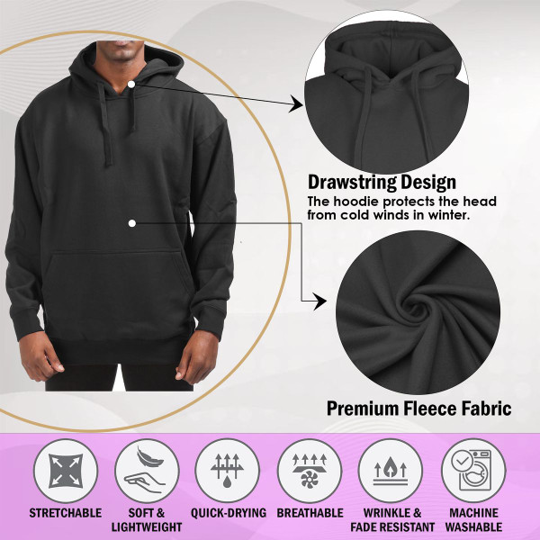 Men's Fleece Cotton Blend Pullover Hoodie with Kangaroo Pocket product image