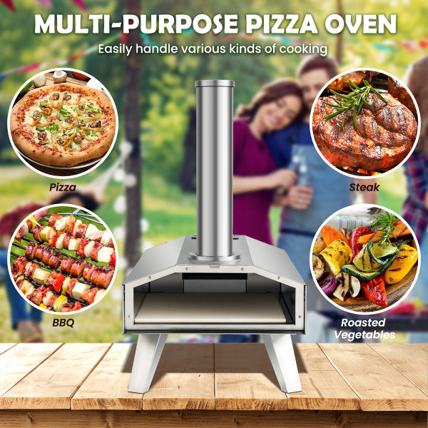 Portable Stainless Steel Outdoor Pizza Oven with 12-Inch Pizza Stone product image