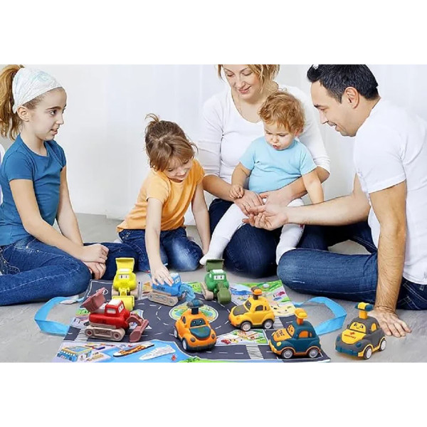 Kids' 8-Piece Press-and-Go Cars & Trucks with 2-in-1 Playmat/Storage Bag product image