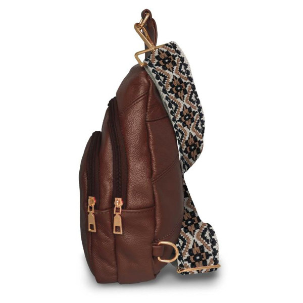 Women's Real Leather Sling Bag with Printed Strap product image