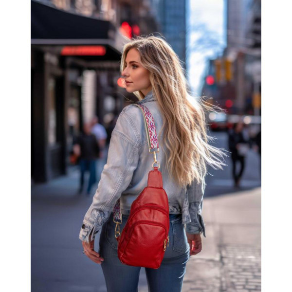 Women's Real Leather Sling Bag with Printed Strap product image