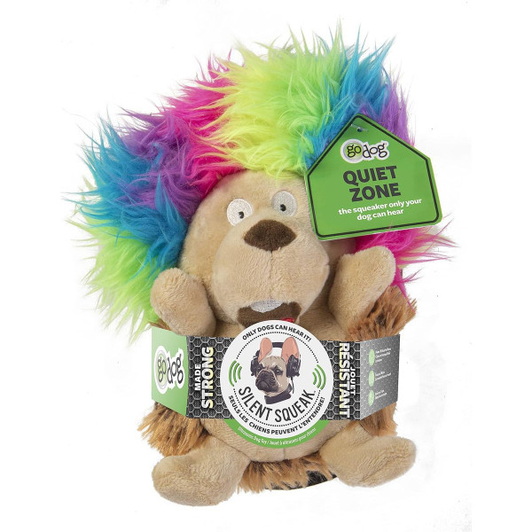 goDog® Silent Squeak™ Crazy Hairs™ Plush Dog Toys product image
