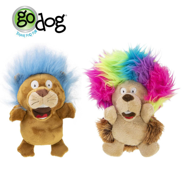 goDog® Silent Squeak™ Crazy Hairs™ Plush Dog Toys product image