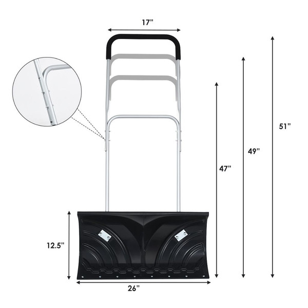Heavy Duty Rolling Snow Pusher Shovel product image