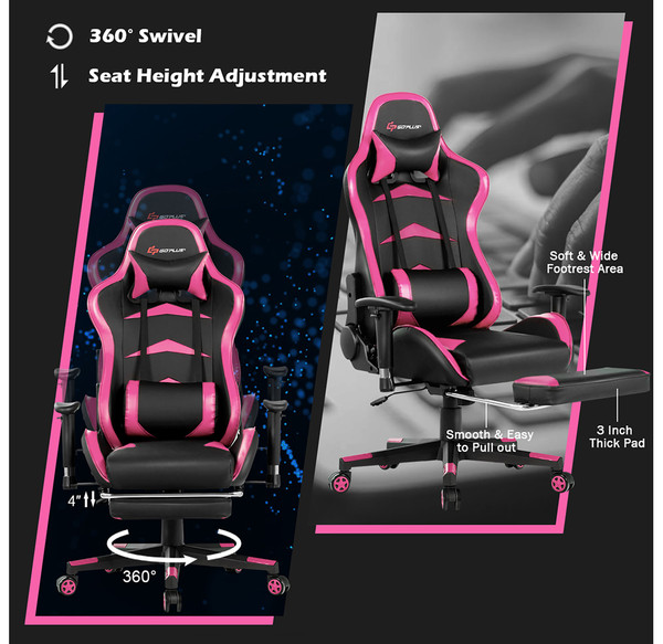 Reclining Massage Gaming Chair with Footrest product image