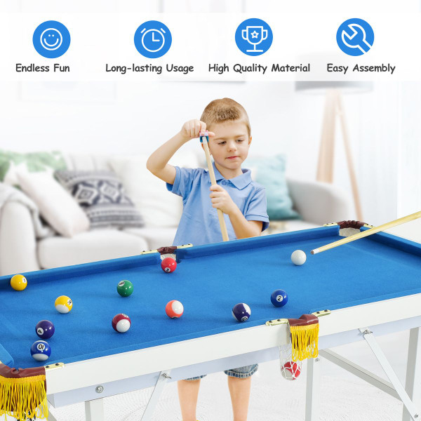 Kids 47'' Folding Billiard Table Pool Game with Cues and Chalk  product image