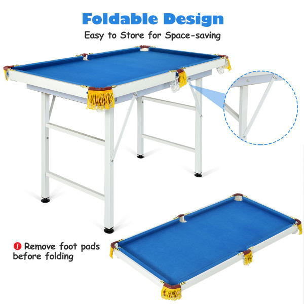 Kids 47'' Folding Billiard Table Pool Game with Cues and Chalk  product image
