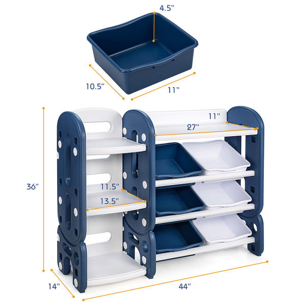 Kids' Toy Storage Organizer with Bins & Multi-Layer Shelf product image