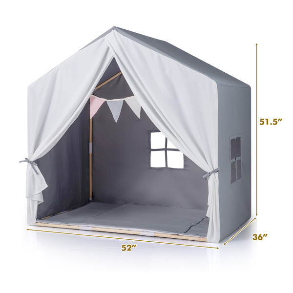 Kids' Play Tent with Washable Cotton Mat & Flag Banner product image