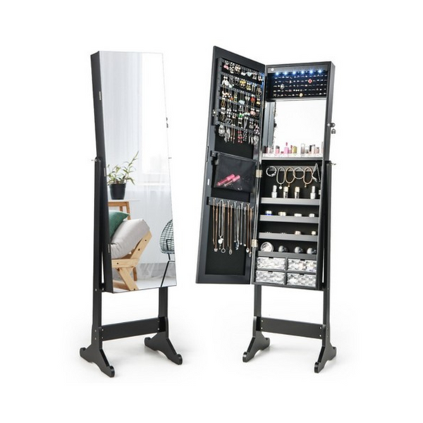 Full-Length Free-Standing Mirror Jewelry Armoire with Lights product image