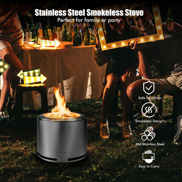 18.5-Inch Smokeless Fire Pit, Portable, Stainless Steel  product image