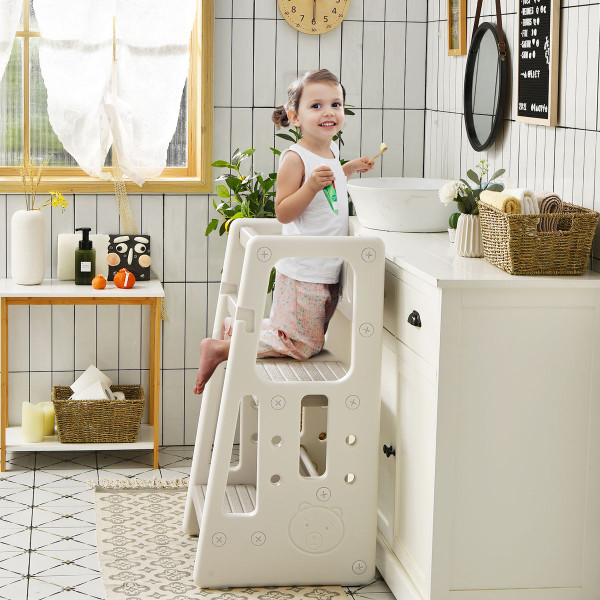 Kids' Kitchen Step Stool with Double Safety Rails product image