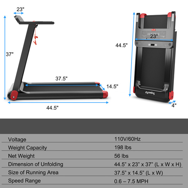 SuperFit™ Folding Compact Treadmill with APP Control & BT Speaker product image