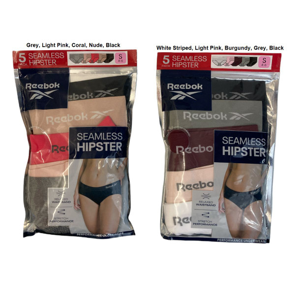  Reebok Womens Underwear 5 Pack Seamless Hipster Briefs