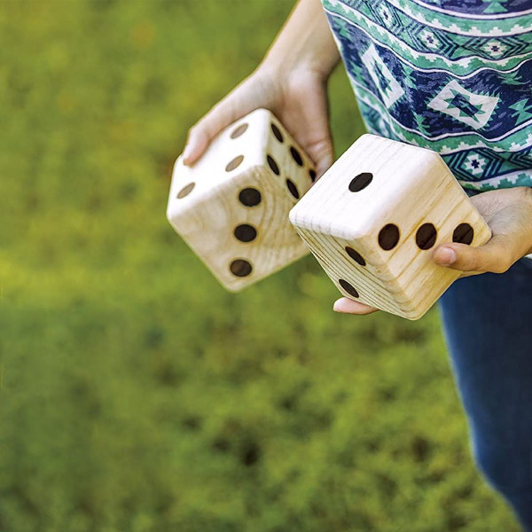  6 Giant Wooden Lawn Dice with Carrying Case product image