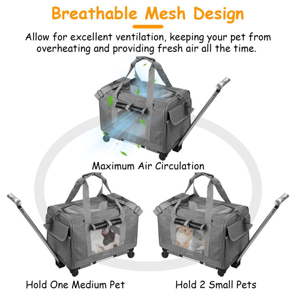Rolling Pet Carrier with Telescopic Handle & Shoulder Strap by iMounTEK® product image