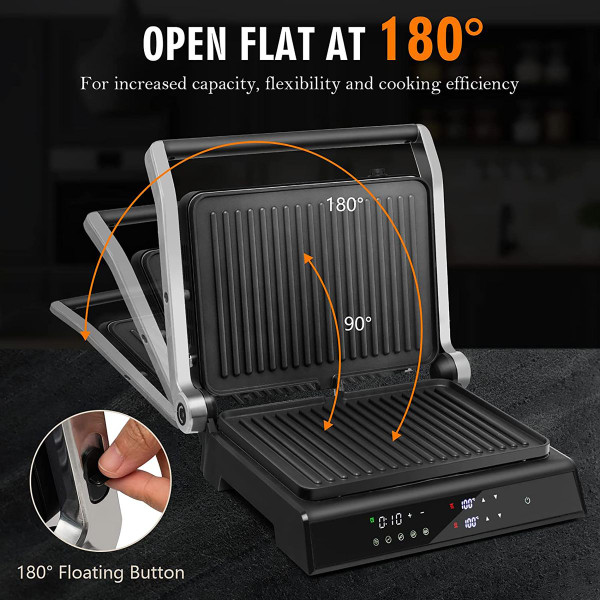 3-in-1 Electric Panini Press Grill with Non-Stick Coated Plates