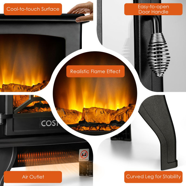 17-Inch Freestanding Electric Stove Fireplace Heater with 3-Side View product image