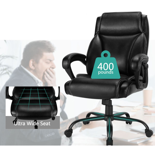 Big & Tall Adjustable High Back Leather Office Chair, 400-Pound Capacity product image