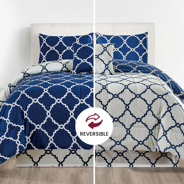 5-Piece Reversible Comforter Set with Throw Pillows product image 5-Piece Reversible Comforter Set with Throw Pillows product image