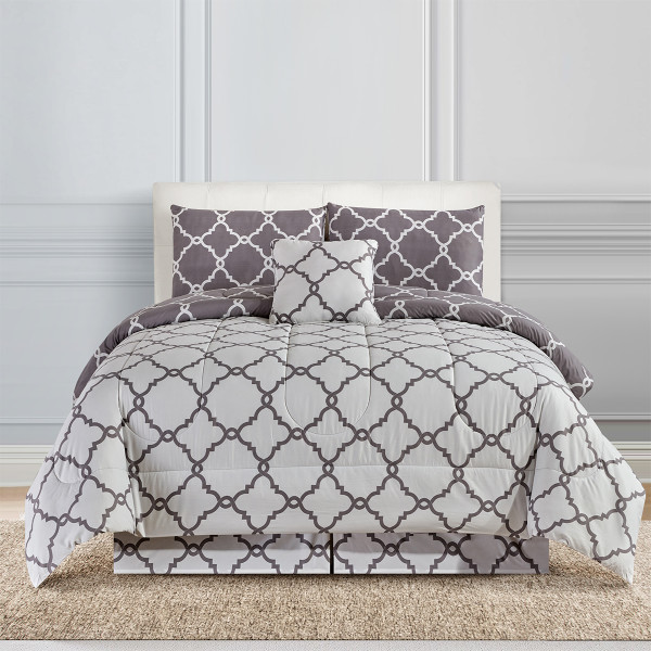 5-Piece Reversible Comforter Set with Throw Pillows product image 5-Piece Reversible Comforter Set with Throw Pillows product image