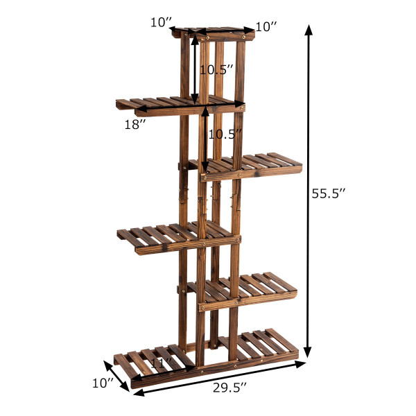 6-Tier Garden Wooden Shelf Storage Plant Rack Stand product image