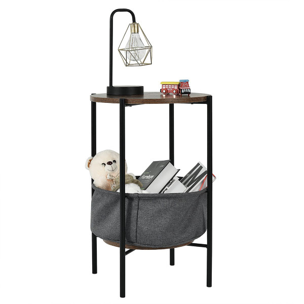 Industrial Round End Table with Storage Basket product image