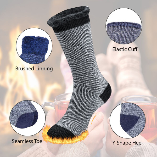 Unisex Insulated Brushed Lining Winter Thermal Socks (3-Pair) product image