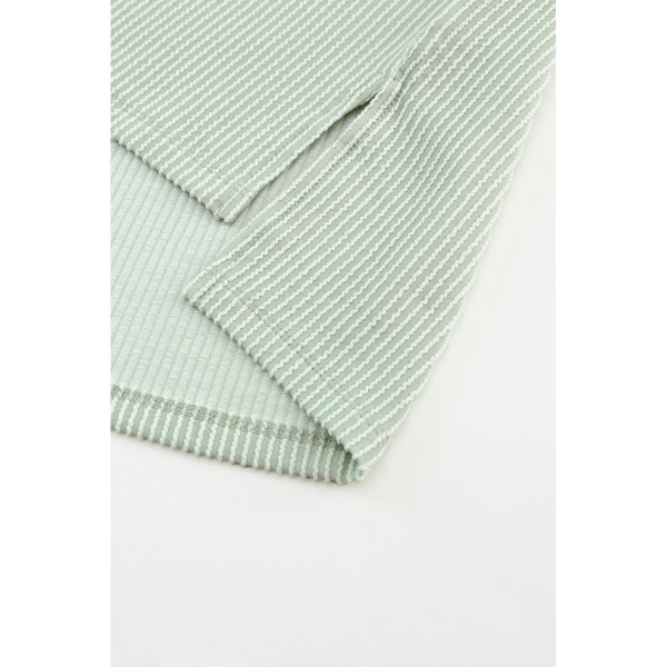 Women's Ribbed Roll-Tab Sleeve Chest Pocket Oversized Top product image
