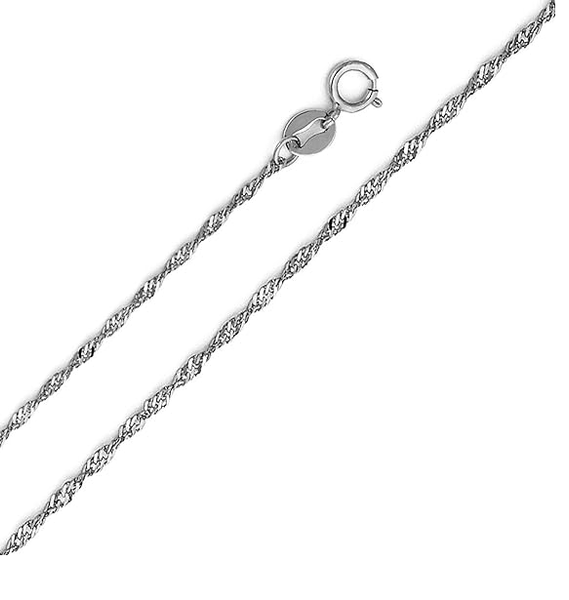 .925 Sterling Silver 2mm Singapore Twisted Curb Chain Pick Your Plum