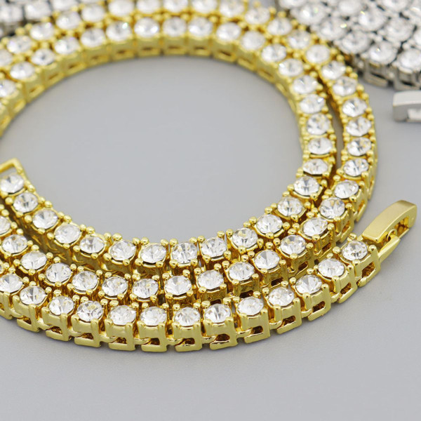 3mm Alloy Rhinestone Tennis Chain Hip Hop Necklace product image