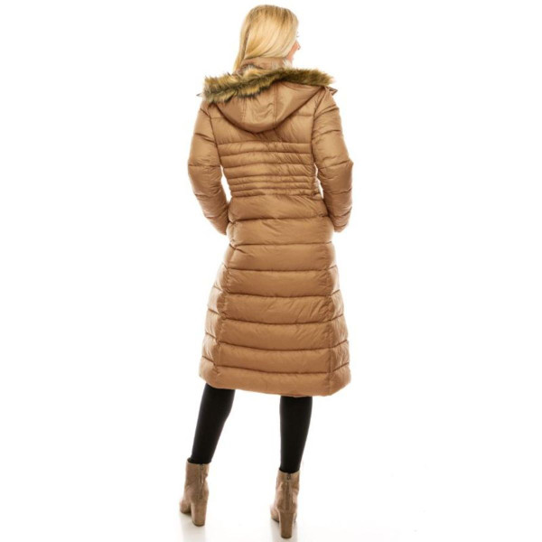  Women's Full Length Quilted Puffer Coat with Fur-Lined Hood product image