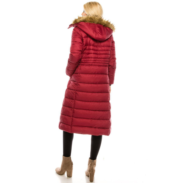  Women's Full Length Quilted Puffer Coat with Fur-Lined Hood product image