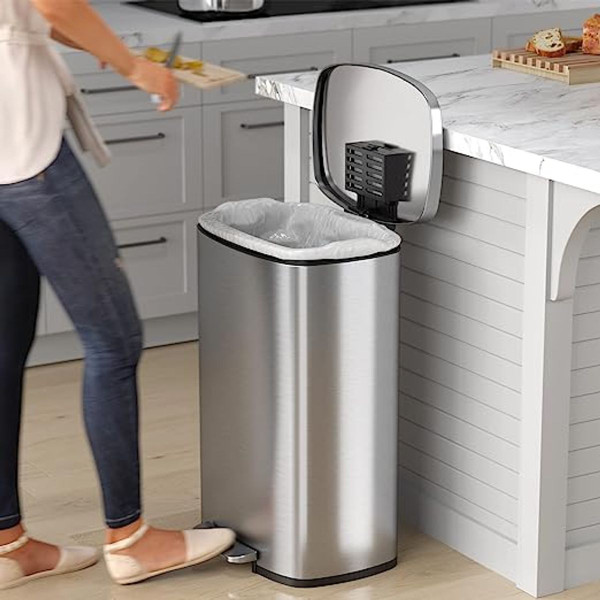 iTouchless SoftStep 13.2 Gallon Trash Can with AbsorbX Odor Filter System product image
