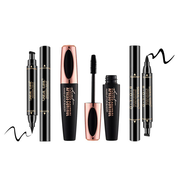 4D Voluminous Silk Fiber Mascara with Waterproof Eyeliner Stamp Kit product image