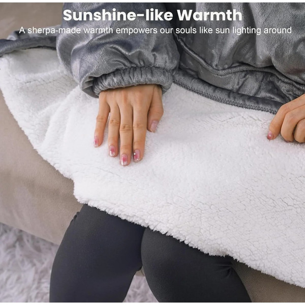 Unisex Sherpa-Lined Wearable Hooded Blanket product image