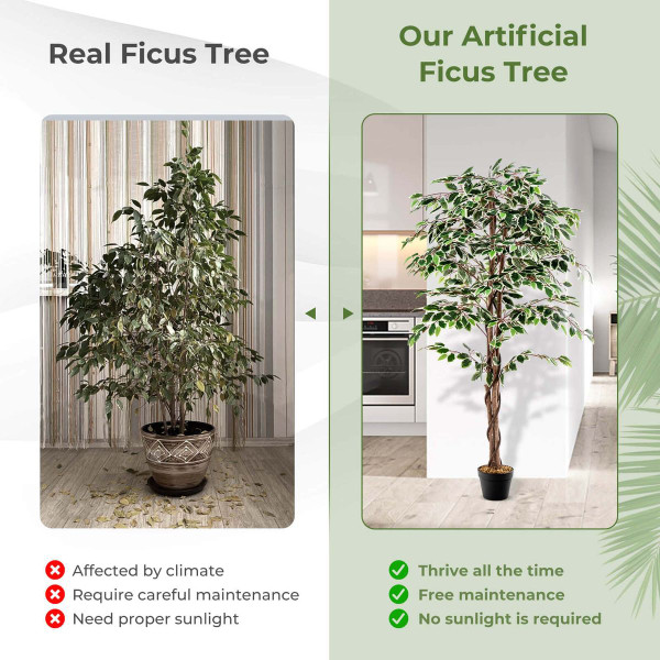 63-Inch Indoor Potted Artificial Ficus Tree product image