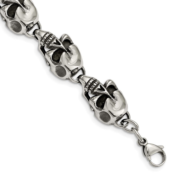 Polished Stainless Steel Skulls Bracelet  product image