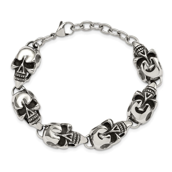 Polished Stainless Steel Skulls Bracelet  product image